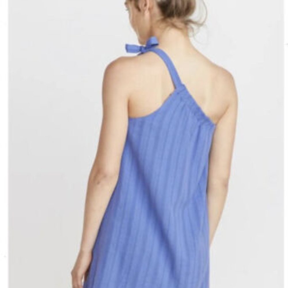 NEW Marine Layer XS Cassia Dress - Marlin One Shoulder Lined Blue 100% Cotton - Picture 3 of 13